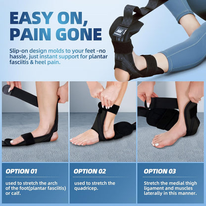 Foot and Calf Stretcher - Strap For Foot Drop, Plantar Fasciitis, Heel Spurs, Achilles Tendonitis & Hamstring. Yoga Foot & Leg Stretch Strap. (Black)